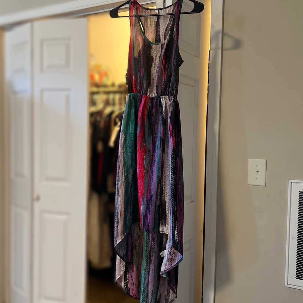 Xhilaration Black and Gray Sleeveless High-Low Sundress